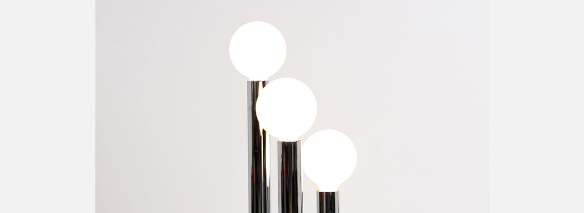 Mid-Century Modern Chrome Tier Globe Table Lamp