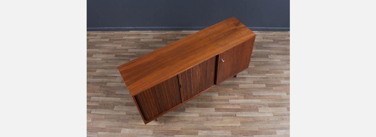California Modernist Tambour-Door Credenza by Milo Baughman