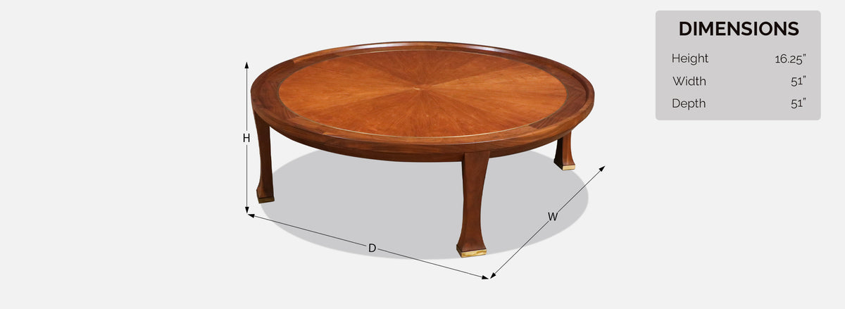 Michael Taylor Teak & Walnut Coffee Table w/ Brass Accents for Baker
