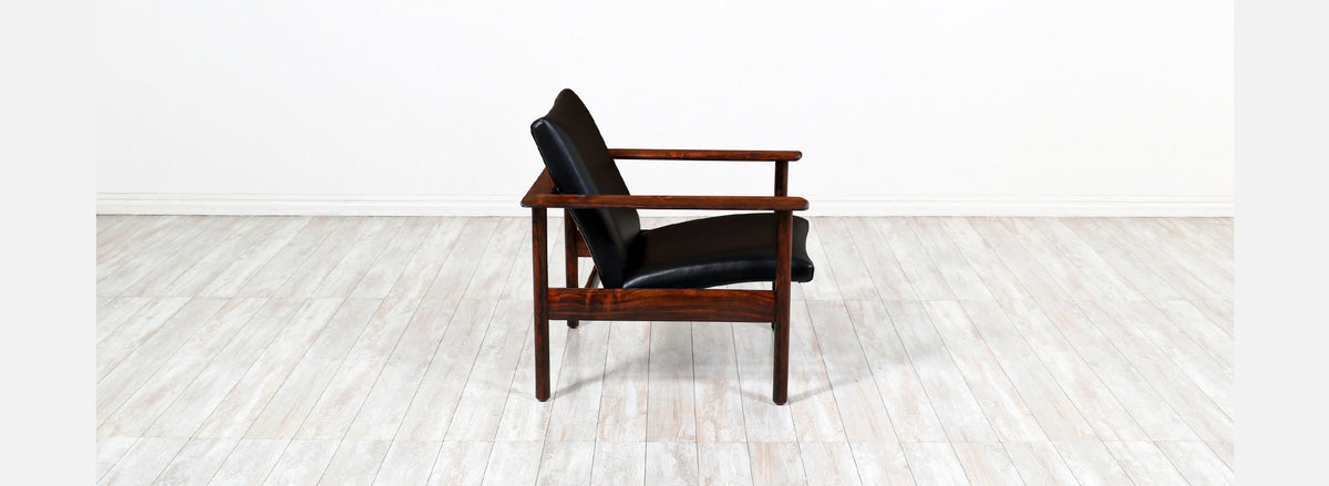 Nordic Modern Sculpted Rosewood Reclining Lounge Chair