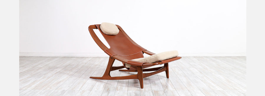Arne Tidemand Ruud Cognac Leather & Shirley Sheep Skin Lounge Chair