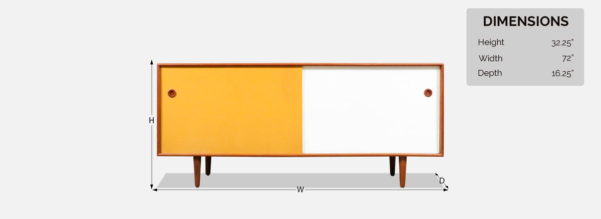 Danish Modern Teak & Two-Tone Lacquered Credenza