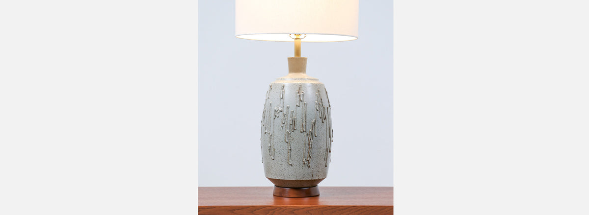 David Cressey Glazed Drip Texture Ceramic Table Lamp for Architectural Pottery
