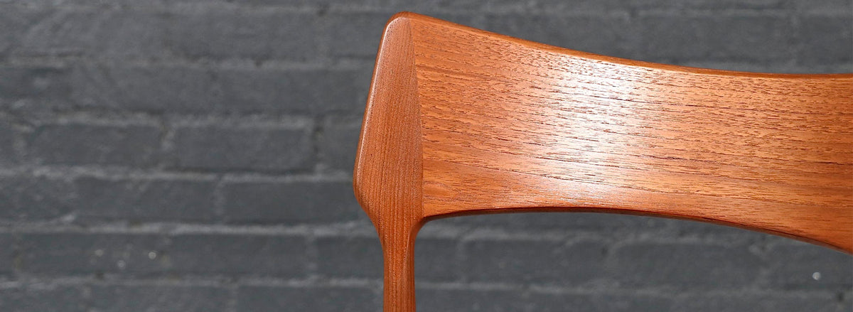 Danish Modern Teak & Leather Dining Chairs by Bernhard Pedersen 