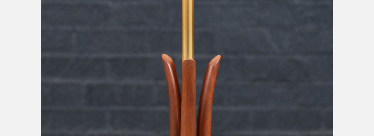 David Shreve Sculpted Walnut Table Lamp for V.H. Woolums