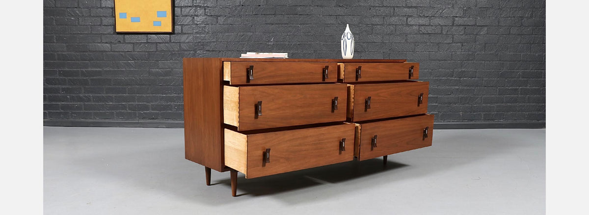 Stanley Young Walnut 6-Drawer Dresser for Glenn of California
