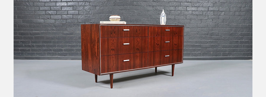 Danish Modern Rosewood Dresser w/ Steel Accents by Falster