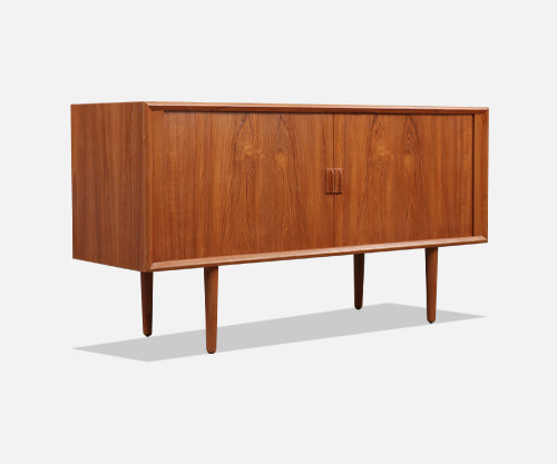 Danish Modern Tambour-Door Teak Credenza by Svend A. Larsen