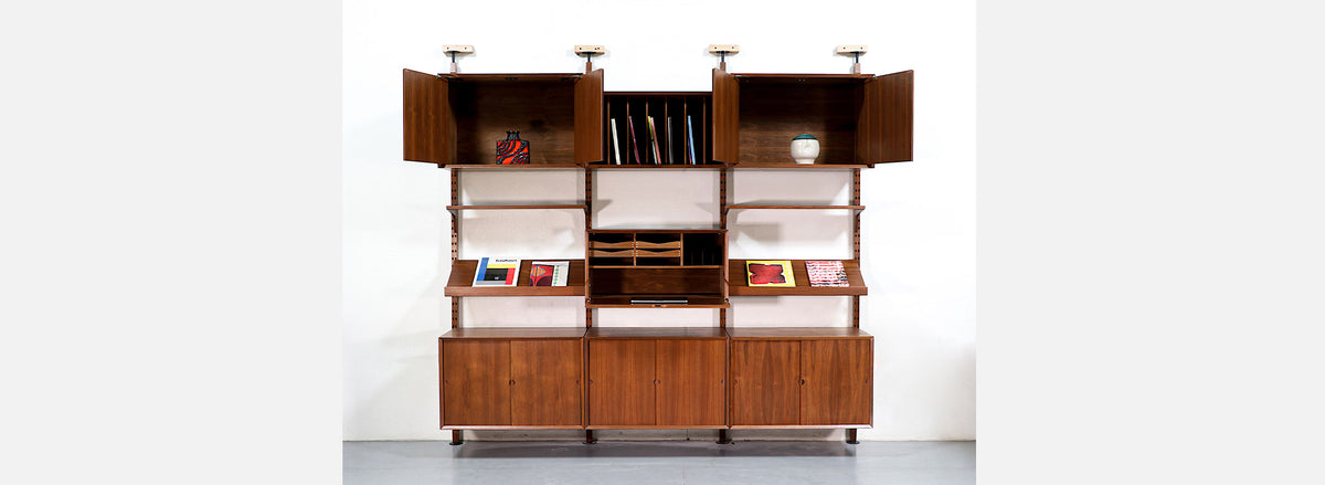Danish Modern Tension Pole Wall Unit System by Poul Cadovius