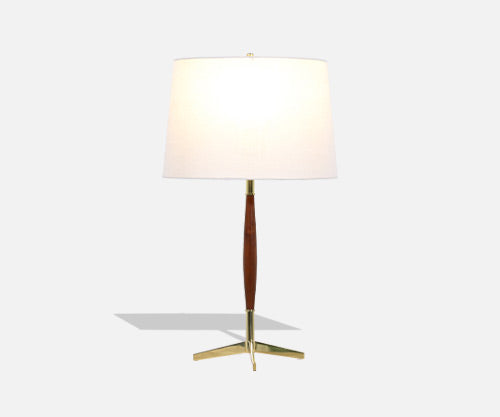 Gerald Thurston Brass Tripod Table Lamp with Walnut Accent