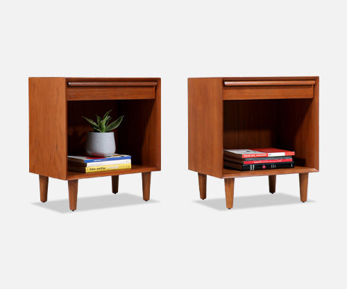 Danish Modern Teak Night Stands with Single Drawers