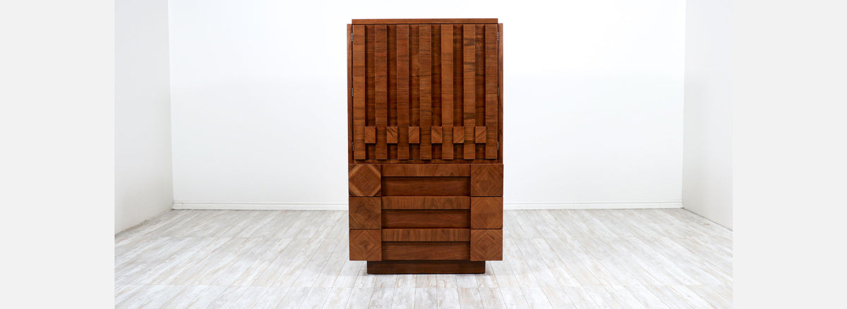 Mid-Century Modern "Stacatto" Geometric Highboy by Lane Furniture Co.