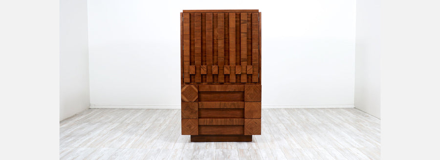 Mid-Century Modern "Stacatto" Geometric Highboy by Lane Furniture Co.