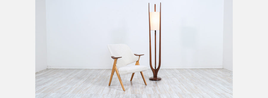 California Modern Sculpted Trident-Style Floor Lamp by Modeline