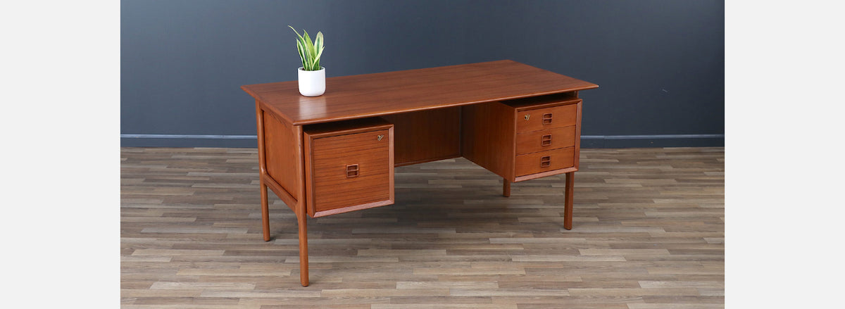 Erik Brouer Executive Desk with Bookcase for Brouer Møbelfabrik