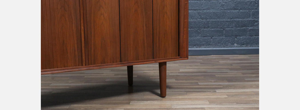 Californian Modern Tambour-Door Walnut Credenza by Barzilay