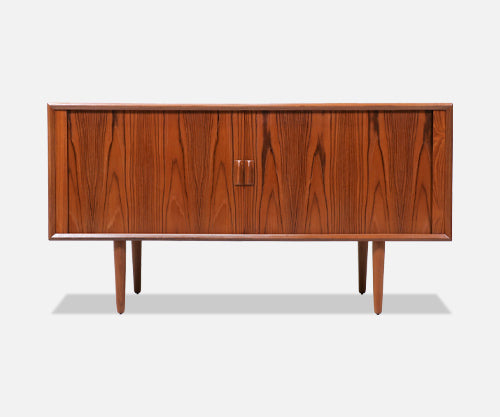 Svend A. Larsen Tambour-Door Teak Credenza for Faarup Møbelfabrik