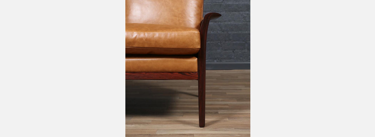 Fredrik Kayser Model-934 Rosewood & Leather Sofa