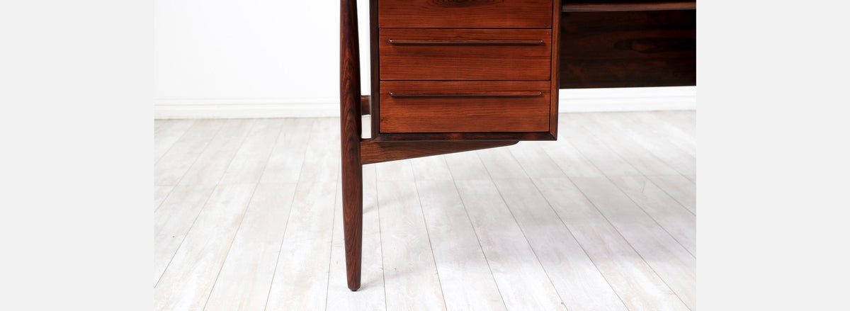 Danish Modern Executive Sculpted Rosewood Desk by H.P. Hansen