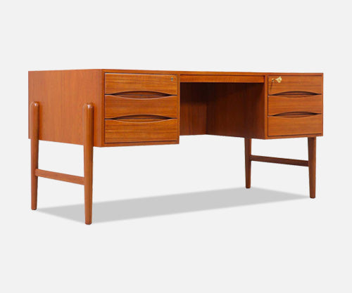 Danish Modern Executive Teak Desk with Bookshelf by Christian Møller
