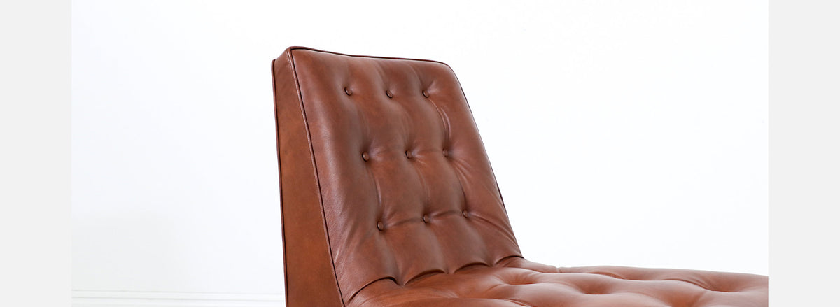 Edward J. Wormley Cognac Leather Slipper Chairs for Dunbar