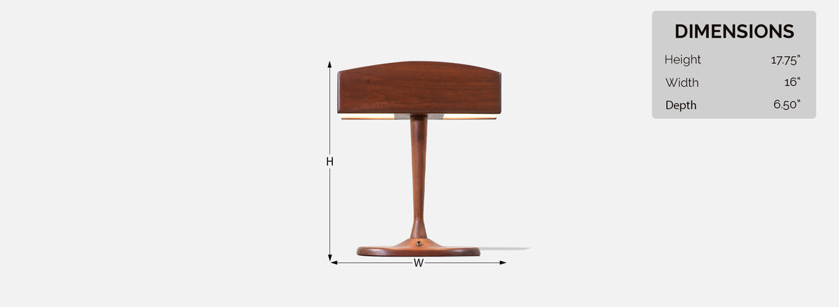 Mid-Century Modern Sculpted Walnut Wood Desk Lamp