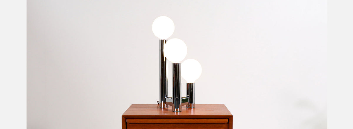 Mid-Century Modern Chrome Tier Globe Table Lamp