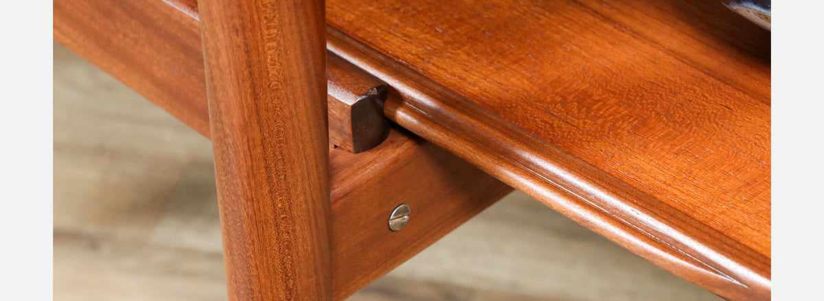 H.W. Klein Teak Side Table w/ Pull Out Tray for Bramin