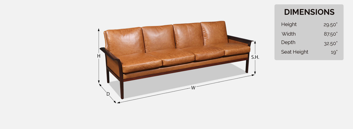 Fredrik Kayser Model-934 Rosewood & Leather Sofa