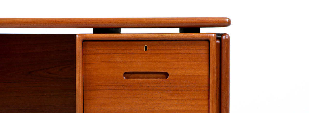Danish Modern Floating-Top Teak Desk with Bookcase by Dyrlund