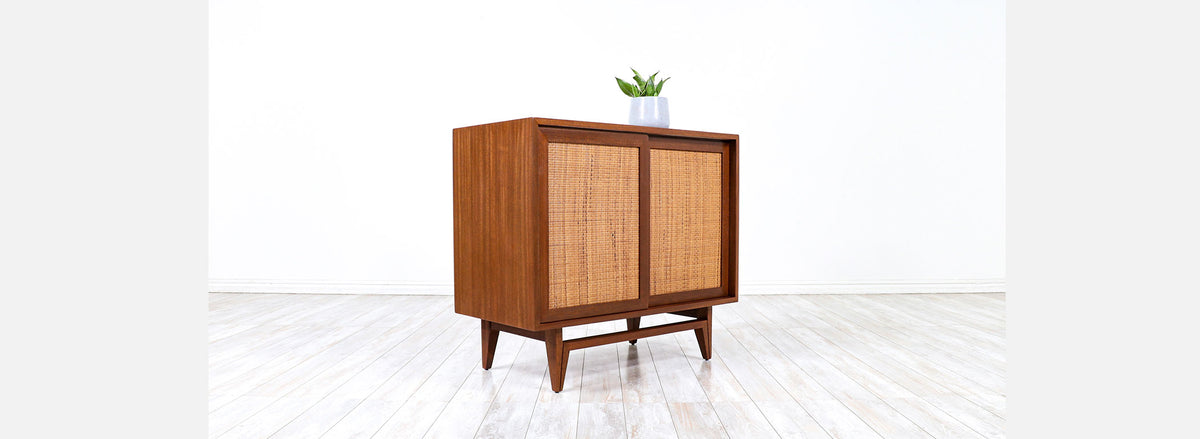 John Keal Cabinet with Cane Doors for Brown Saltman