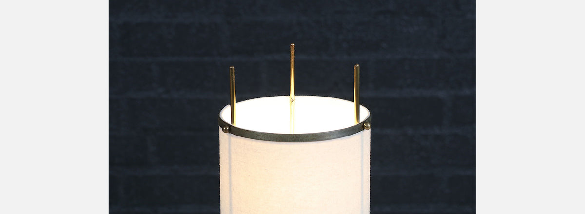 Mid-Century Modern Trident Column Style Brass Table Lamp