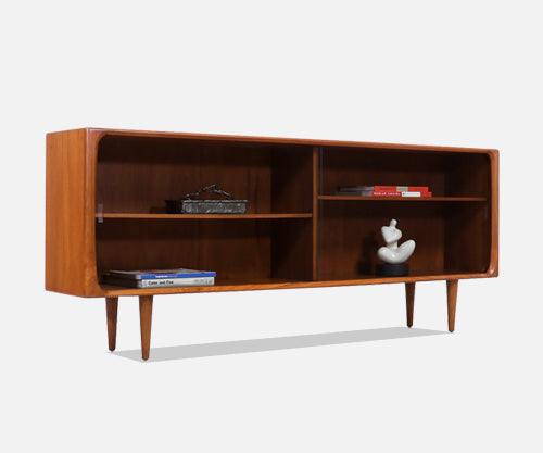 Danish Modern Teak Bookcase with Glass Doors by Bernhard Pedersen
