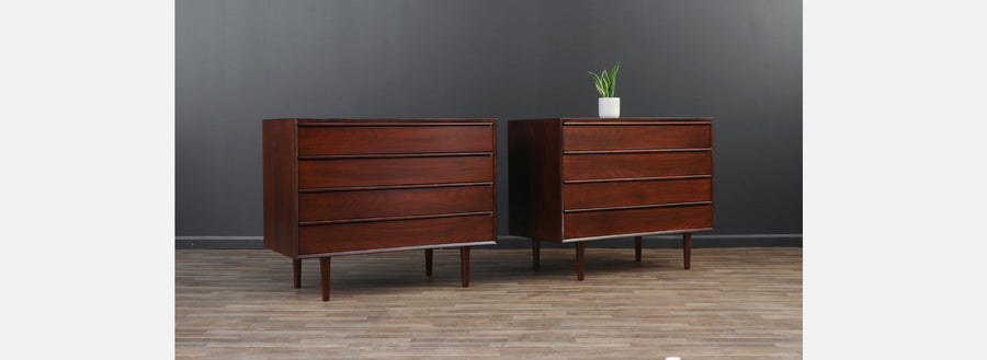 Pair of Scandinavian Modern Rosewood Dressers by Westnofa 