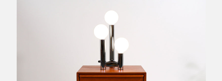 Mid-Century Modern Chrome Tier Globe Table Lamp