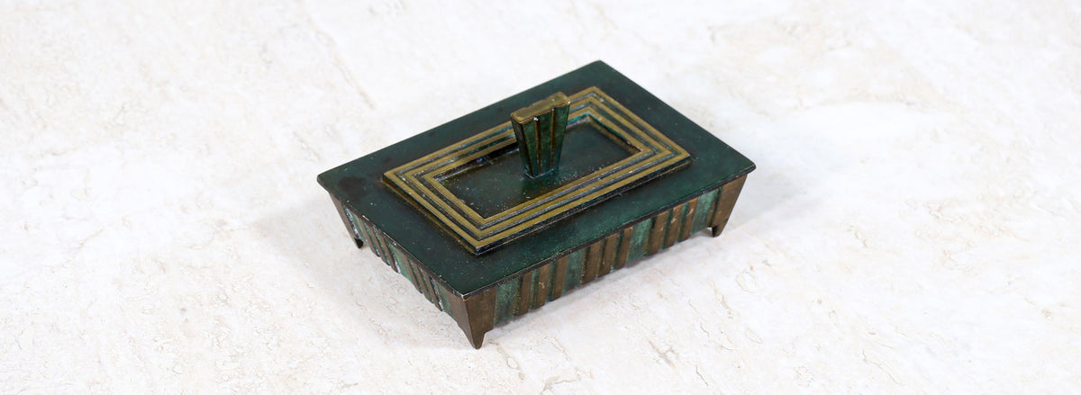 Mid-Century Modern Verdigris Bronze Trinket Box 