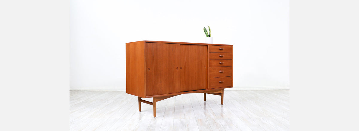 Svend Age Hansen Teak & Oak Credenza with Drawers for Naestved Møbelfabrik