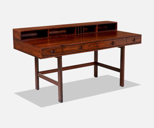 Danish Modern Flip-Top Rosewood Partners Desk by Peter Løvig Nielsen