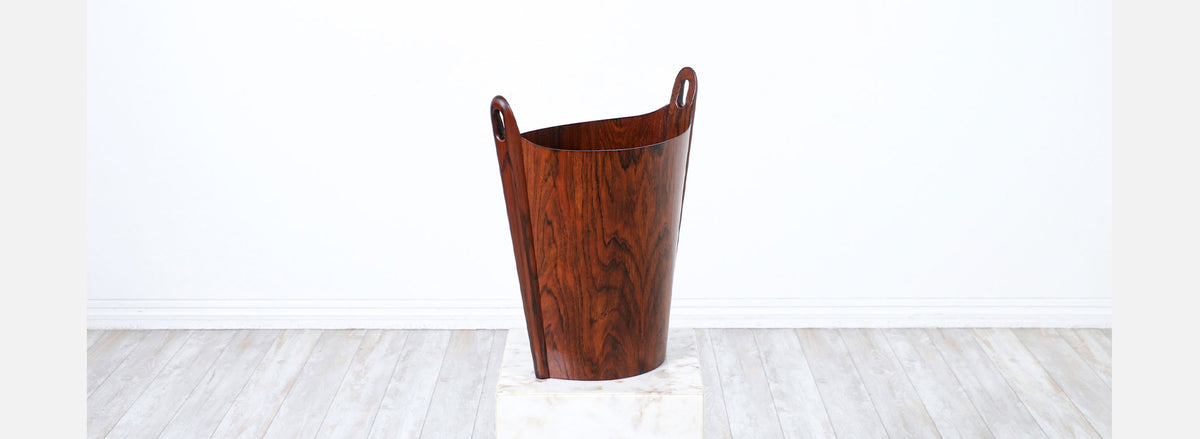 Norwegian Modern Rosewood Waste Basket by Einar Barnes