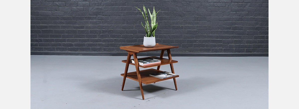 Merton L. Gershun Pyramid Tier Table w/ Steel Accent for American of Martinsville