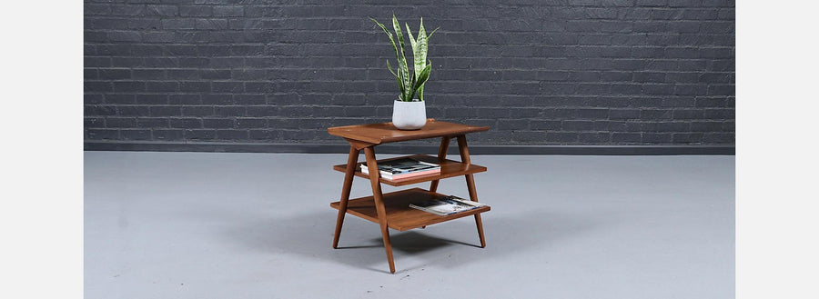 Merton L. Gershun Pyramid Tier Table w/ Steel Accent for American of Martinsville