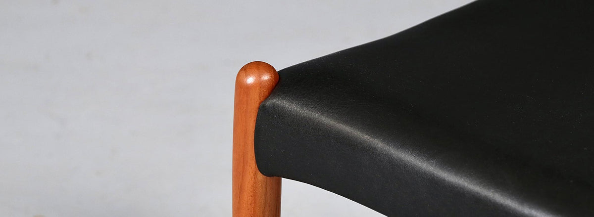 Danish Modern Teak & Leather Dining Chairs by Bernhard Pedersen 