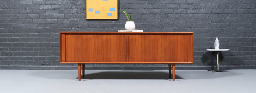 Danish Modern Teak Tambour-Door Credenza by Bernhard Pedersen
