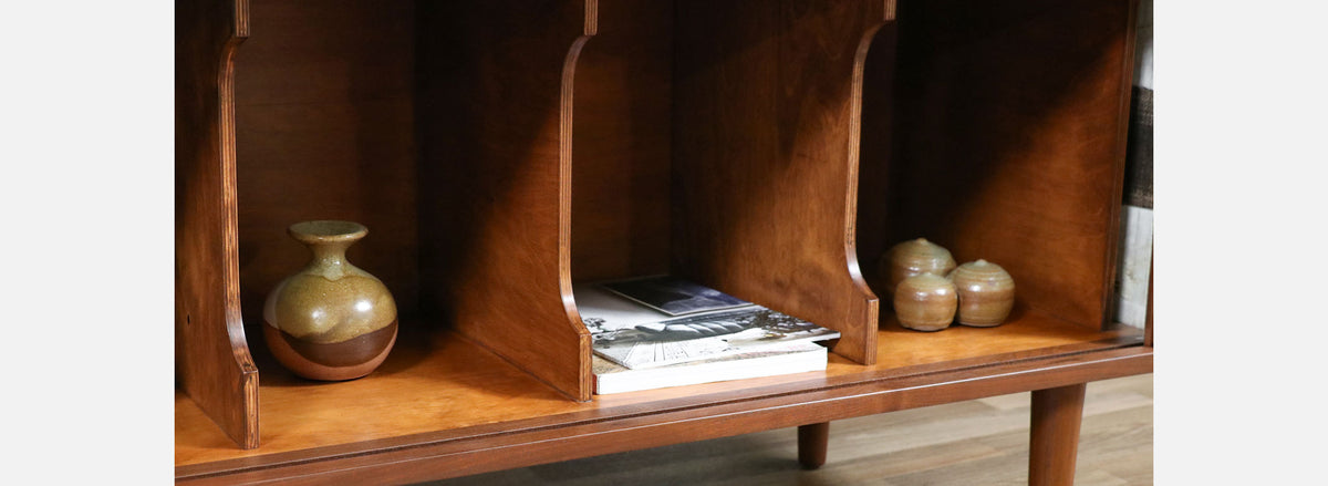 Low Profile Milo Baughman Tambour-Door Credenza for Glenn of CA