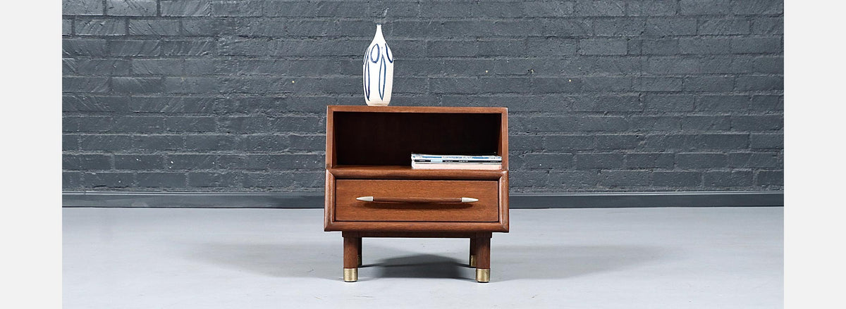 Californian Modern Night Stand w/ Bookcase by John Keal for Brown Saltman