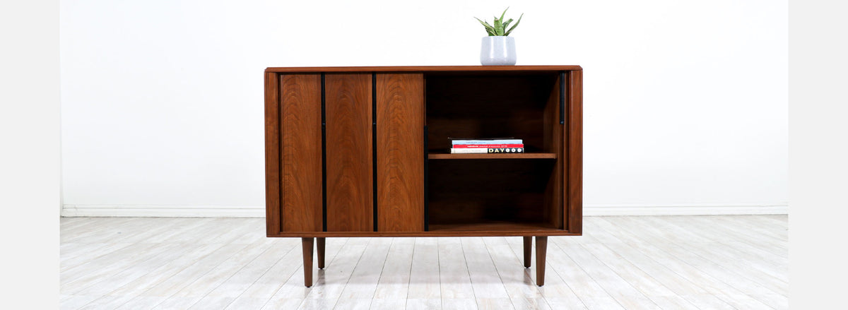 Vintage Mid-Century Modern Tambour-Door Credenza by Barzilay