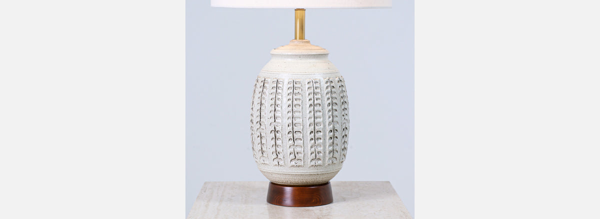 California Modern Glazed Ceramic Table Lamp by Bob Kinzie