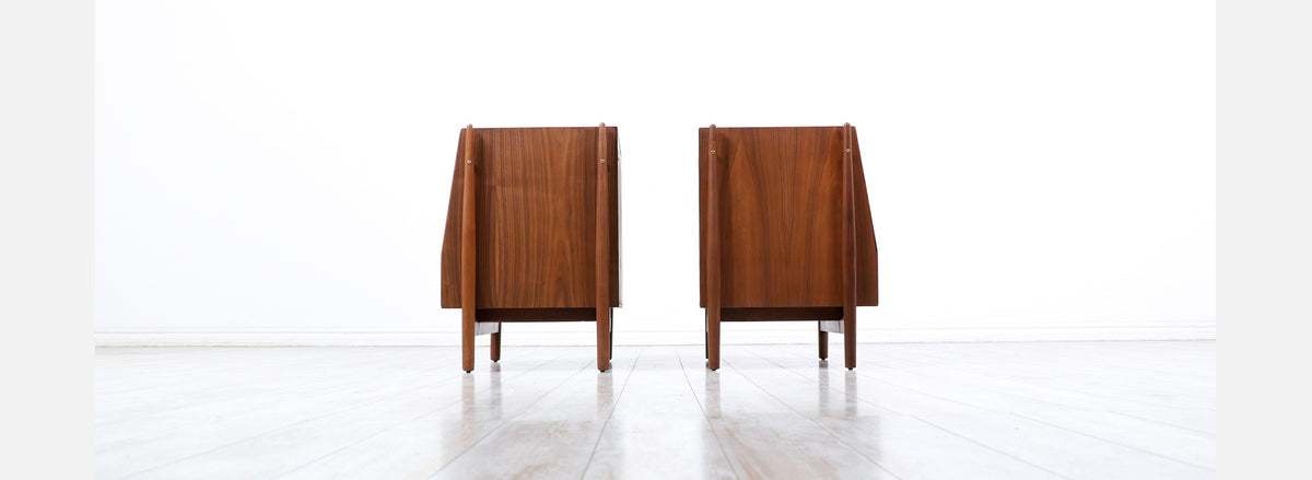 Kipp Stewart ”Declaration” Sculpted Walnut Floating Night Stands for Drexel