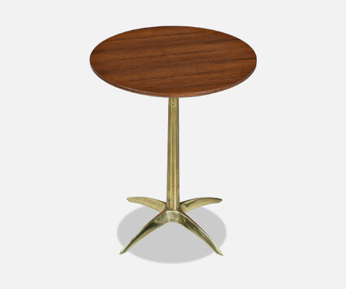 Mid-Century Modern Walnut Side Table with Brass Star Base