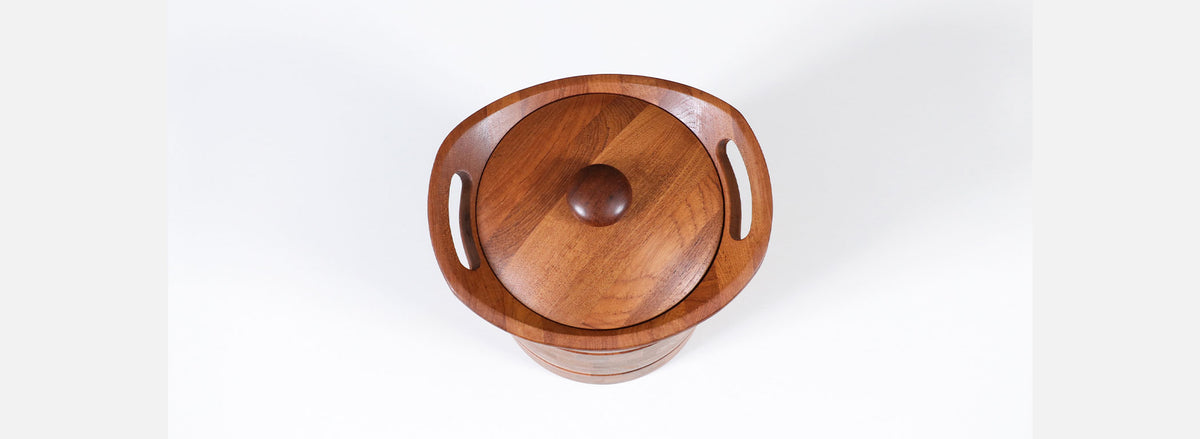 Danish Modern Sculpted Teak Ice Bucket by ESB